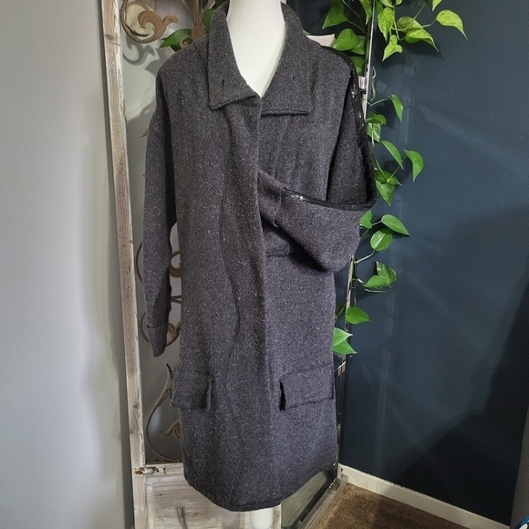 Soft Surroundings Merino Wool Charcoal Grey Loose Fit Coatagen Medium - Picture 2 of 12